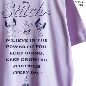 T셔츠 스티치 M 라벤더 디즈니 백 프린트 스크램프