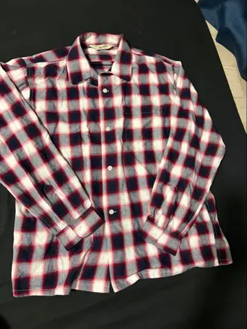 Backers 플란넬 긴팔 셔츠 빨간색 화이트 네이비 체크