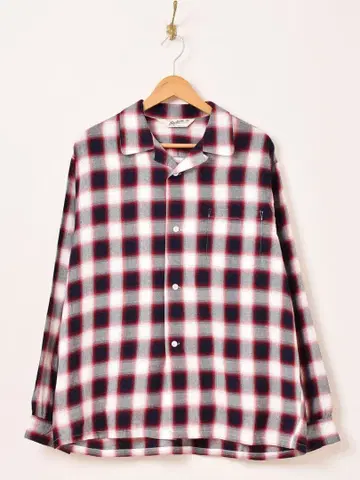 Backers 플란넬 긴팔 셔츠 빨간색 화이트 네이비 체크
