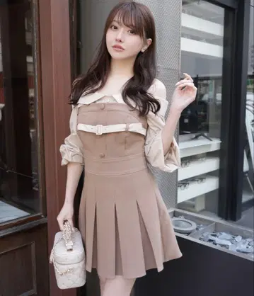 립서비스 오프숄더 셔츠 레이어드라이크 원피스 립서비스