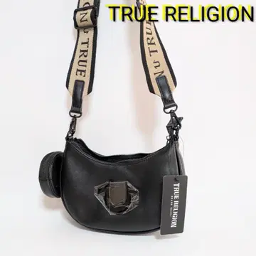 TRUE RELIGION 말굽 로고 부착 숄더백 원형 파우치 부착