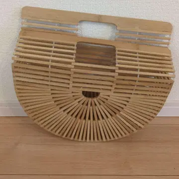 뱀부 스트라이프 반달형 핸드백