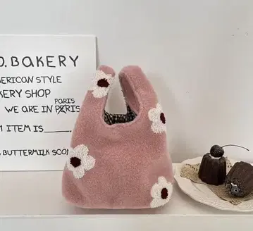 꽃무늬 자수 핑크 토트백