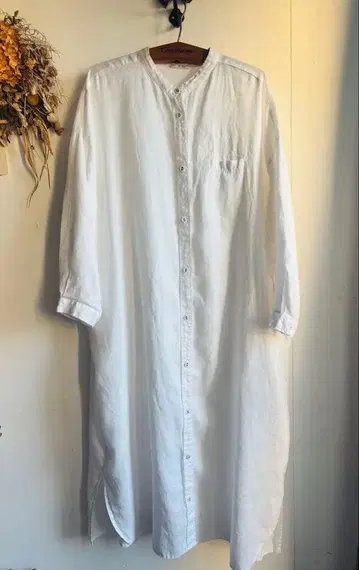 사만사 모스모스 SM2 밴드 카라 린넨 셔츠 원피스 긴팔