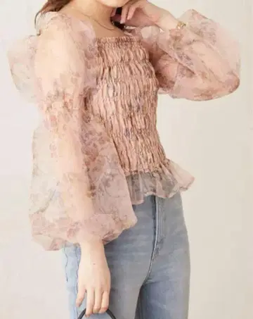 Chico 셔링 볼륨 블라우스 핑크