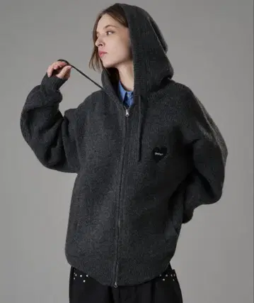 oncily 니퍼카 멜팅 하트 리브 니트 후디