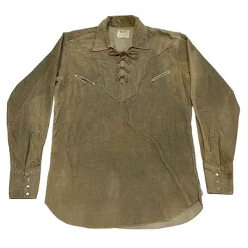 빈티지 50s HbarC 코듀로이 레이스업 웨스턴 셔츠