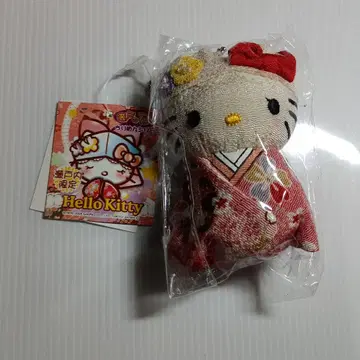 크레이프 원단 시리즈 세토의 신부 헬로키티 기모노풍 키링 약 10cm