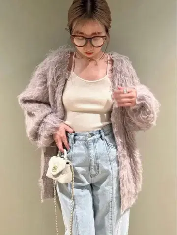 스나이델 샤기 미들 가디건 라이트 그레이 SWNT234206