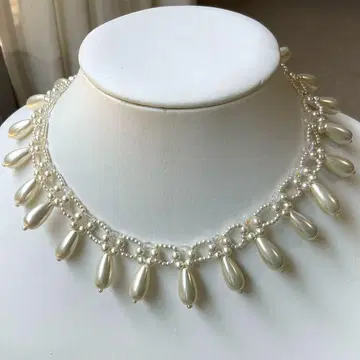 물방울 모양 모조 진주 목걸이 고져스 파티 화이트 펄 53