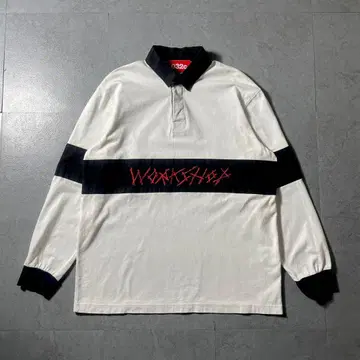 인기 모델 032c 라거 셔츠 자수 화이트 x 블랙 Lsize