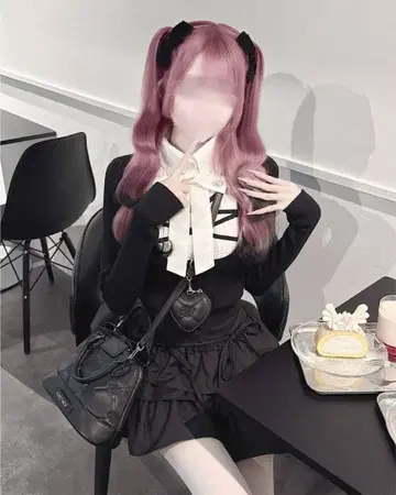 허니뮤우 HONEYMEW 리본 포함 레이스업 도킹 상의 XS