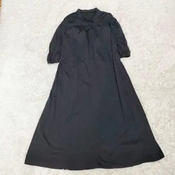 매킨토시 철학 벌룬 슬리브 5부 소매 롱 원피스