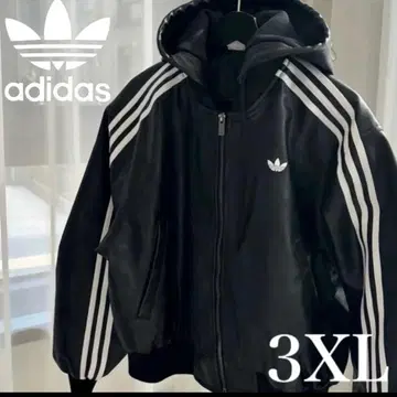 adidas 가죽 후드 부착 자켓 3XL