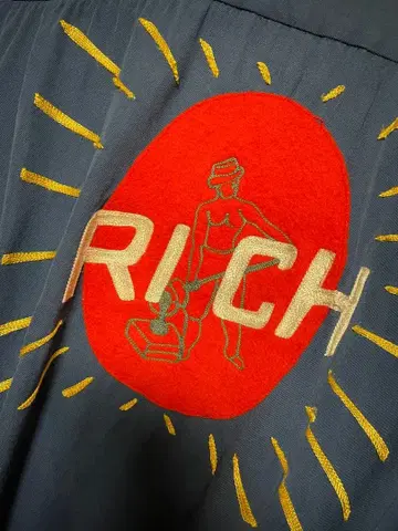 50s 빈티지 레이온 개버딘 오픈 카라 일출 자수 40s McGREGOR