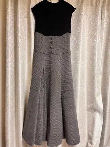 dazzlin 미니 체크 코르셋 원피스 M 블랙