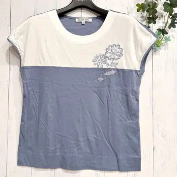 새상품급 하나에모리 HANAE MORI 자수 바이컬러 티셔츠 38 M