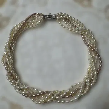 진주 5연 스트랜드 목걸이 40cm