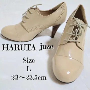 HARUTA juze 에나멜 레이스업 슈즈 새상품 미사용 베이지