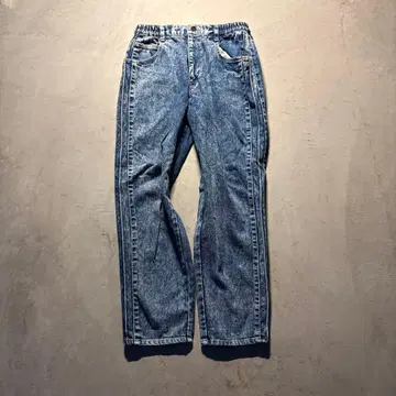 케미컬 워시 데님 팬츠 테이퍼드 청바지 허리밴딩 캐주얼