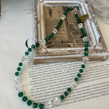 오스트리아산 스와로브스키 크리스탈 & 에메랄드 그린 목걸이