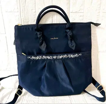 [ 미사용 새상품 ] 엑시즈팜 백팩 네이비 자수 네이비 토트백 장미