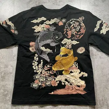 비상 백려 화려 프린트 럭셔리 잉어 자수 일본풍 패턴 7부 소매