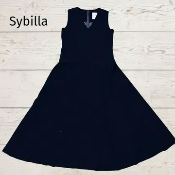 Sybilla 시빌라 슬리브리스 플레어 원피스 블랙 포멀
