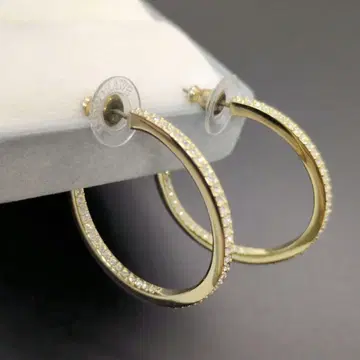 [ 새상품급 ] 스와로브스키 후프 귀걸이 골드 큐빅 빅 사이즈
