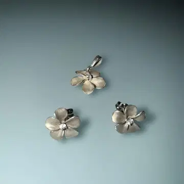 하와이안 주얼리 플루메리아 펜던트 탑 & 귀걸이 세트