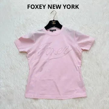 폭시 뉴욕 반팔 상의 핑크 라메 FOXEY 티셔츠