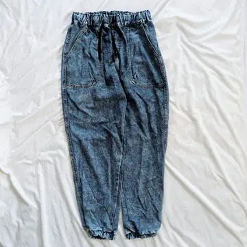 캐주얼 턱 벌룬 데님풍 조거 팬츠 허리밴딩 구제 의류