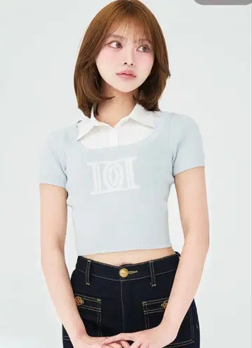 다리치 DD 로고 레이어드 니트탑