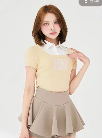 다리치 DD 로고 레이어드 니트탑