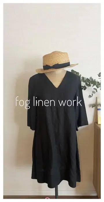 fog 포그린워크 리투아니아 린넨 튜닉 원피스 블랙 린넨