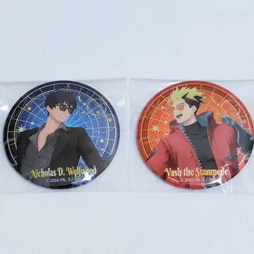 트라이건 콜라보 카페 나카가이 글리터 캔뱃지 바슈 니콜라스 등신