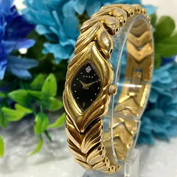 GRES 그레 팔찌 워치 골드 블랙 쿼츠 손목시계