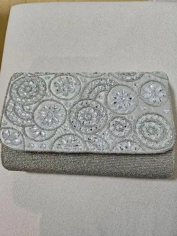 실버 비즈 자수 파티 백