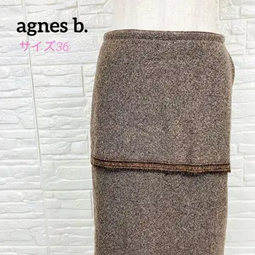 agnes b. 아그네스베 랩스커트 브라운 울 36