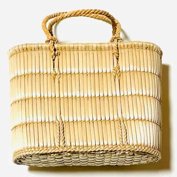 오카야마현 산 전통 공예품 천연 소재 갈대 바스켓 일본제