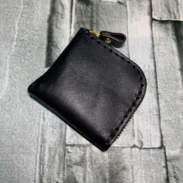 미사용품 HERZ 칸막이 동전 지갑 KK-1 블랙 가죽