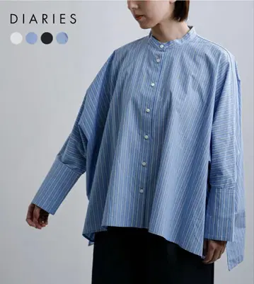 DIARIES 다이어리즈 오미표백 코튼 밴드 카라 돌먼 셔츠