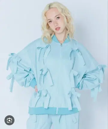 Candy Stripper 저리 상의 긴팔 트랙 자켓 리본