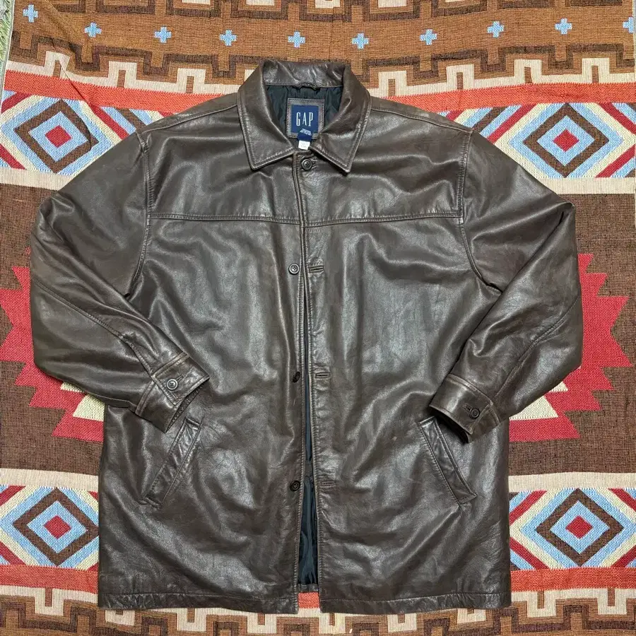 105] Old Gap Leather Car Coat Black (Marked XL) #올드갭,#레더