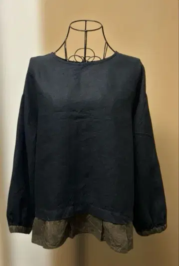 블랙 린넨 긴팔 셔츠