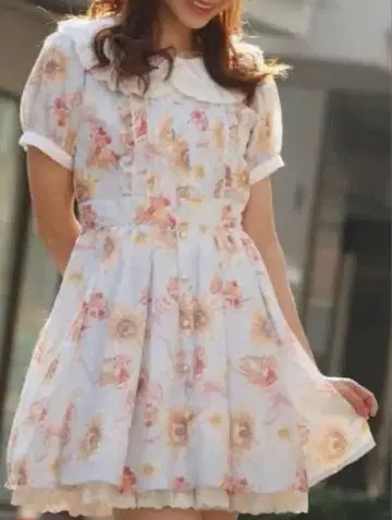 LIZLISA 해바라기 파르페 패턴 원피스 스카이블루