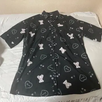 Ank Rouge 빅셔츠 원피스 포켓 블랙 곰 지뢰 양산