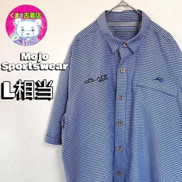 usa 구제 의류 Mojo Sportswear 반팔 낚시 셔츠 L 블루