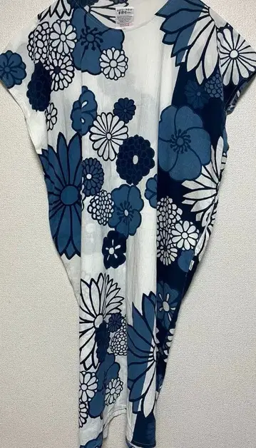 SOU SOU 남색 날염 금란단자 직사각형 의복 긴 길이 새상품급