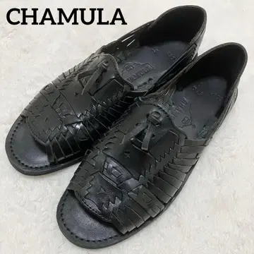 컨디션 최상 CHAMULA 가죽 슬립온 샌들 블랙 24